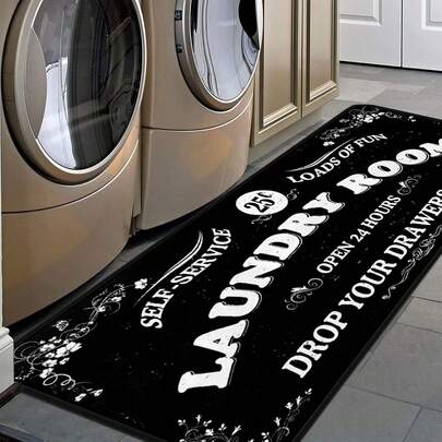 Laundry Room Rug Runner Machine Washable Area Rugs Laundry Decor For Kitchen, Bath, Washroom Decor For Indoor Outdoor Entrance Floor Dedroom Bathroom Living Room Washable Rug