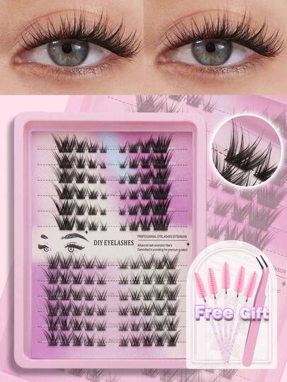 AYRMILLA 108 Strands Delicate Natural-Looking Individual Lash Design, Comfortable Seamless Eye Fit. Includes Lash Tweezers And Brush For Easy Application And Removal. Suitable For Various Occasions And Styles, Essential For Beginner Makeup And Beauty, Customizable Placement And Density.