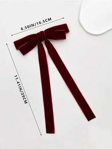1pc Women's Burgundy Velvet Fashionable Simple Hair Clip With Bow Knot Detail Suitable For Daily Use Elegant Claw Clips Hair Claws Hair Barrettes School Stuff College Winter Outfit For Women Bows Cute Hair Accessories New Year Glamour Head Accessories Hair Accessories For Women - Burgundy - View 4