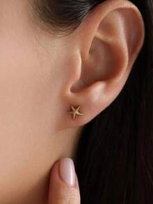 1 Đôi bông tai hình sao biển dễ thương, phù hợp cho phụ nữ và bé gái, họa tiết duyên dáng, trang sức thời trang mùa hè đi biển, phụ kiện quà tặng. - sao biển - Xem 5