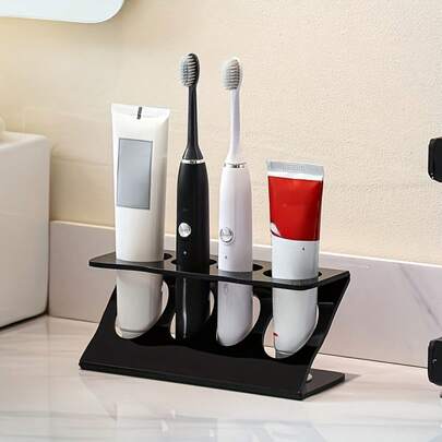 Multi-Purpose Bathroom Countertop Organizer For Electric Toothbrush, Razor, Toothpaste And Wash Supplies, All-In-One Desktop Storage Holder With Multiple Compartments, Stable Design, Space-Saving, Easy To Clean, Suitable For Bathroom, Washroom, Vanity And Home Use, Keep All Daily Washing Products Well Organized, Modern Simple Style Fits All Home Decor, Great Storage Solution For Family And Daily Life