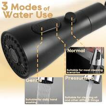 1pc 360° Rotating Faucet Sprayer Head Extender, 3 Spray Modes High Pressure Water Saving Faucet Adapter, Universal Fit For Kitchen Sink Washing Vegetables Dishes Hands - View 5