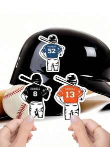 1/10/25/50/100/150pcs Customized Baseball Stickers, Can Print Logo/Text/Phone Number/Email - Asymmetrical Shape, Suitable For Home And Office Decor Stickers, Sports Labels, Business Branding, Custom Name, Custom Decorative Stickers, Holiday Decor, Invitation Seals, Candy Box Labels, Guest Favors, Birthday Gift Stickers, Gifts For Boyfriend, Anniversary Gift Stickers, Gifts For Girlfriend - Multicolor - View 5