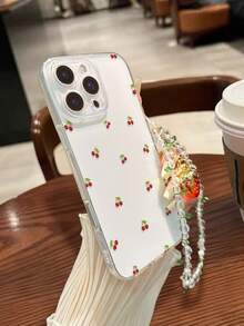 Cherry Painted Transparent Painted Bracelet Strap Minimalist Fashion Creative Shockproof Phone Case Compatible With Ip 17/Ip 17pro/Ip 17promax/ IP16/11/16pro/16plus/16promax/16e/15Promax/13/14/12/XS/XR/7G/8P, Compatible With Samsung Galaxy S25/S25PLUS/S25 Ultra/A16/A36/A26/A56/A50/A12/A32 S26 S26PLUS - Multicolor - View 2