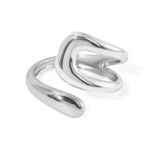 Frminee 3pcs/1pc Chunky Gold Stacked Stainless Steel Ring For Women, 18K Gold Plated Statement Open Stacking Ring With Knuckle Strap Ring - Silver - View 8