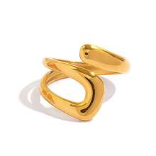 Frminee 3pcs/Set Fashionable, Minimalist, Elegant, Personalized, Exquisite, Unique 18K Gold Plated Stainless Steel Stackable Rings, Beach Surfing Rings, Statement Rings, Women's Daily Wear Jewelry, Waterproof - Gold Style 5 - View 9