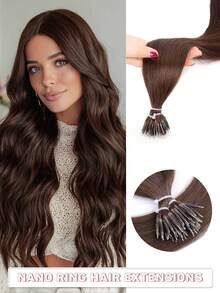 12-22英寸 30-50克 纳米环接发，纳米珠真人发发髻，直发，适合日常、婚礼和派对场合 - 彩色 - 查看 37