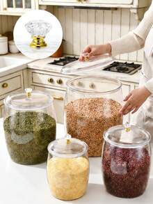 1 thùng đựng gạo dung tích lớn, chống ẩm và chống côn trùng, thích hợp để đựng gạo và đậu nành, thiết kế nắp lật, không cần lắp ráp, có thể tái sử dụng, lý tưởng cho nhà bếp. - Nhiều màu - Xem 1