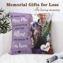 Personalized Memorial Throw Pillow With Photo,Sympathy Gift For Loss Of Loved Ones, Bereavement Remembrance Gifts,Custom Pillowcase With Picture Home Decor - Purple - View 3