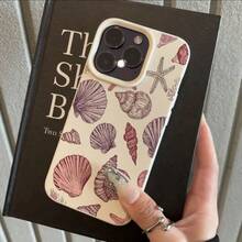 1 pieza Funda de teléfono con patrón de concha marina de color rosa y morado, hecha de material TPU, compatible con Apple 17 Pro Max/17/16 Pro Max/15/13/12/11, S20 FE/A15/S24/A55, Note 11/Note 12/Note 13 Pro, protección suave y resistente a golpes - Blanco - Ver 2