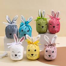 Bolsa de regalo con cordón con forma de huevo de conejo, cara sonriente de conejo de Pascua - Regalo perfecto, regalo de cumpleaños, regalo ideal, regalo sorpresa, regalo festivo, regalo de pareja, regalo de Halloween, regalo de Navidad, regalo delicado para parejas de gamers 2026 Nuevo - Multicolor - Ver 2