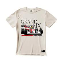Unisex T-Shirt With Grand Prix Car Print - 2026 - Off White - View 1