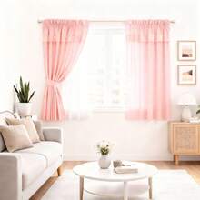 Cortina Urbana Mini Fit 1.50 caída x 2 ancho chica Tafeta 2 lienzos Doble Forro 21 Rosa Pastel Sujetador de lienzo para vista - 1.50 X 2M - Ver 1