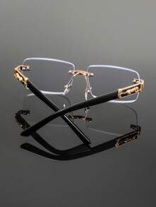 1 Pair Men's Metal Square Frameless Design Glasses, Personality Business Style Classical Luxury Elegant Casual Elegant, Fashionable Glasses Suitable For Business, Commuting, Reception, Driving, Banquet Wear - Multicolor - View 7