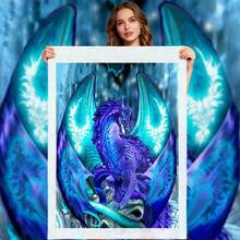 LaoJieYuan 2026新款龙纹印花十字绣图案 DIY刺绣工艺绘画手工针线活促销礼品DIY套装工艺品刺绣套件十字绣套件钩针套件戳绣套件缝纫配件缝纫套件绣线工艺套件针线材料缝纫图案钩针工艺用品刺绣套件初学者缝纫图案 - 需要自己繡製不含框架 - 查看 2