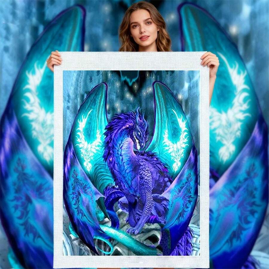 LaoJieYuan 2026新款龙纹印花十字绣图案 DIY刺绣工艺绘画手工针线活促销礼品DIY套装工艺品刺绣套件十字绣套件钩针套件戳绣套件缝纫配件缝纫套件绣线工艺套件针线材料缝纫图案钩针工艺用品刺绣套件初学者缝纫图案