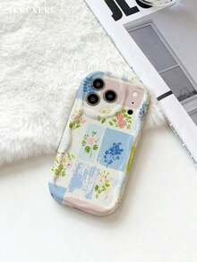 xercxerc Funda de TPU con Estampado Floral y Geométrico, Cobertura Completa de Cámara y Protección Contra Caídas para iPhone 11 12 13 14 15 16 17 Pro ProMax Air - Blanco - Ver 2