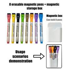8 pezzi/2 pezzi Set di pennarelli per lavagna bianca, pennarelli magnetici cancellabili a secco, penne colorate a punta fine per disegno - Multicolore - Visualizzare 3