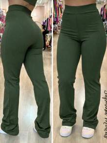 Basic Flare Ballerina Leggings Without Pockets - Dark Green - View 3
