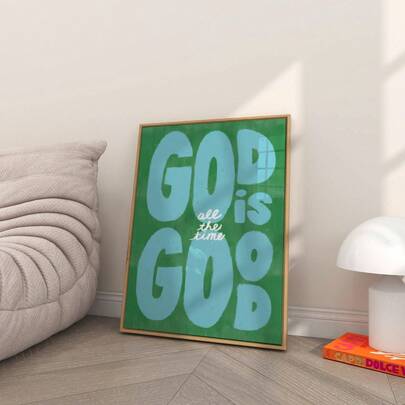 1pc Frameless God Is Good All The Time Christian Aesthetic Wall Art Modern Christian Art Print Christian Decor Vintage Religious Colorful Poster Vintage Chic Aesthetic Room Decor Funkyposters Prints For Wall Christian Decor Dorm Essentials College Room Bedroom Living Room Apartment Modern Home Decoration Party Decor Best Gift Choice