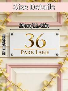 Customized Acrylic House Number Plate With Customizable Metal Numbers And Address, Double-Layer Frosted Street Address Plate For Outdoor Use, Hanging Wall Decor For Home And Commercial Signs - Multicolor - View 9