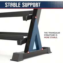 Dumbbell Rack 3-Tier , Alloy Steel , Loads Up To 1100 Lbs , Space-Saving Design , One Rubber Foot , Suitable For Home Gym - Black - View 11