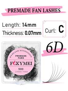 500片预制C/D卷翘睫毛嫁接片，3D/6D/9D手工扇形睫毛，长度8-14毫米，高品质，适用于美容院 - C - 查看 16