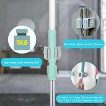 Strong Adhesive Roller Mop Clip, No Drill Hanging Broom Holder, Bathroom Mop Hook, Sticky Wall Hanger - Green - View 6