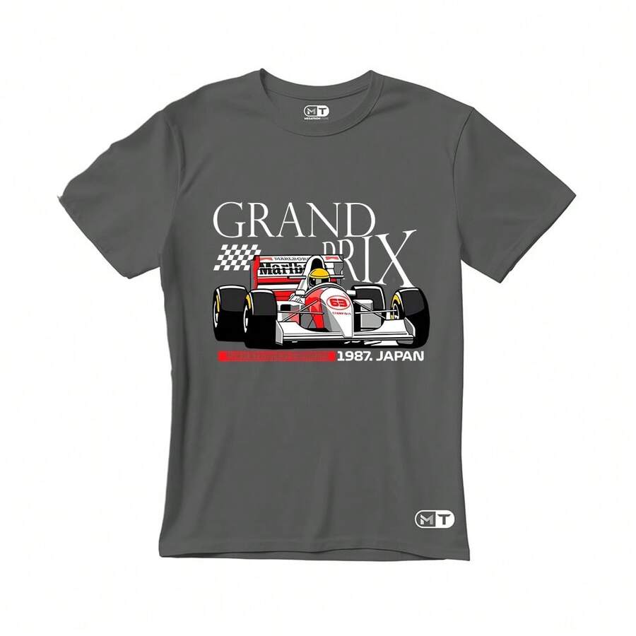 Camiseta T-Shirt Unissex Estampa Carro Grand Prix  Tendencia 2026 - Chumbo - Visão 1