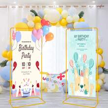 4Pcs Wedding Sign Stand, 68.9inch Adjustable Wedding Sign With Leather Sign Hanging Straps, Durable Metal Easel Stand For Wedding Welcome Signs, Seating Charts, Ceremony & Reception Decor - Golden Advertising Stand Combination - View 6