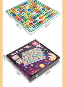 Juego de Sudoku de 9 cuadrículas de arcoíris de madera para niños con libro de Sudoku, juguetes interactivos de rompecabezas para el desarrollo del pensamiento lógico, regalo de cumpleaños, juguete educativo de aprendizaje matemático - Multicolor - Ver 2