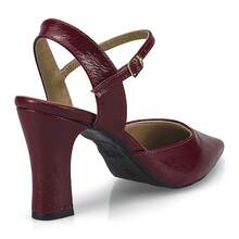Women's Pointed Toe Dress Pump With Buckle And Block Heel 8588 - Redwood - View 3