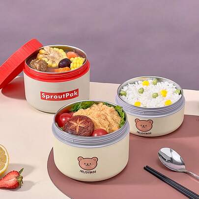 Hộp cơm giữ nhiệt bằng thép không gỉ 304, hộp bento di động có tay cầm, có thể hâm nóng bằng lò vi sóng và nước nóng, kín và chống rò rỉ, hộp đựng thực phẩm, salad và trái cây, hộp cơm cách nhiệt phù hợp cho học sinh và người lớn sử dụng ở trường học, văn phòng, cắm trại ngoài trời, dã ngoại, du lịch, chuẩn bị cho năm học mới.