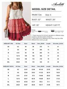 Acelitt 渐变色拼接瑞士圆点荷叶边层叠吊带连衣裙，优雅 - 彩色 - 查看 4