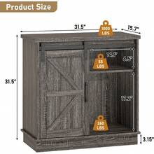 Farmhouse 75-120 Gallon Fish Tank Stand With Power Outlet, Aquarium Stand W/Cabinet&Sliding Barn Door, Heavy Duty Reptile Tank Stand For Fish/Turtle/Reptile Terrarium, 1000LB Capacity - 灰色 - 查看 12