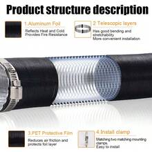 42毫米内径拉伸长度100厘米、200厘米、300厘米加热器风管软管，适用于Webasto Eberspacher - 黑色 - 查看 11