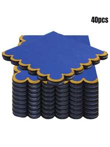 20pcs/Set, 40pcs/Set, 60pcs/Set, Klein Blue Solid Color Platinum Foil Wavy Thick Soft Absorbent Party Napkins, 2-Ply Soft Paper Napkins, Unfolded 24cm*24cm, Suitable For: Wedding, Tea Party, Birthday Party Decoration Napkins, Party Decoration, Party Supplies, Holiday Decoration - Multicolor - View 10
