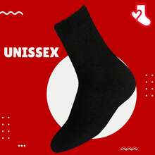 Adult Unisex Cotton Socks, Sizes 37 To 43, Black, Mid-Calf, Comfortable, Soft Touch - màu đen - Xem 5