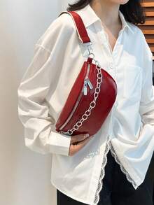 Simple And Fashionable Multi-Functional Dual-Shoulder Bag With Elegant Design. 2026 New Model Women's Crossbody Bag. - Red - View 5