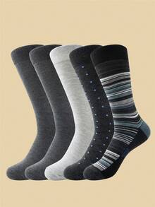 Calcetines de caballero clásicos con rayas, lunares, patrón cuadrado, calcetines planos, calcetines casuales, calcetines hasta el tobillo, calcetines de media caña, para todas las estaciones - Multicolor - Ver 13