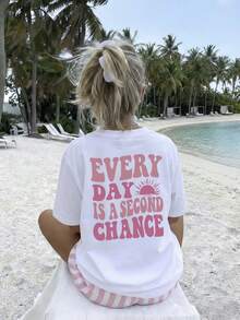 1 chiếc áo thun tay ngắn cổ tròn in họa tiết thường ngày cho bé gái tuổi mới lớn, trang phục học sinh nhiều màu sắc cho mùa hè - Mặc áo thun trẻ em thoải mái và thời trang của chúng tôi để khám phá thế giới - trắng - Xem 1