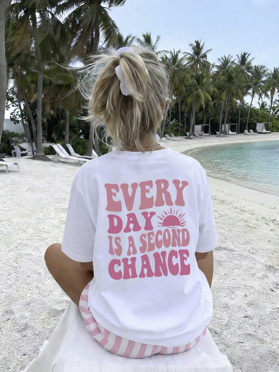 1 chiếc áo thun tay ngắn cổ tròn in họa tiết thường ngày cho bé gái tuổi mới lớn, trang phục học sinh nhiều màu sắc cho mùa hè - Mặc áo thun trẻ em thoải mái và thời trang của chúng tôi để khám phá thế giới - trắng - Xem 1