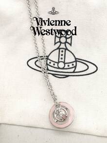 Vivienne Westwood Simonetta 系列银粉色珐琅飞行员项链，银色，黄铜 - 銀色 - 查看 8