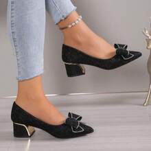 Women's Elegant Stilettos, Pointed Toe Patent Leather High Heels, Slip-On Sexy Shoes For All Seasons, Versatile Fashion Footwear, Elegant Party Shoes - Black - View 6