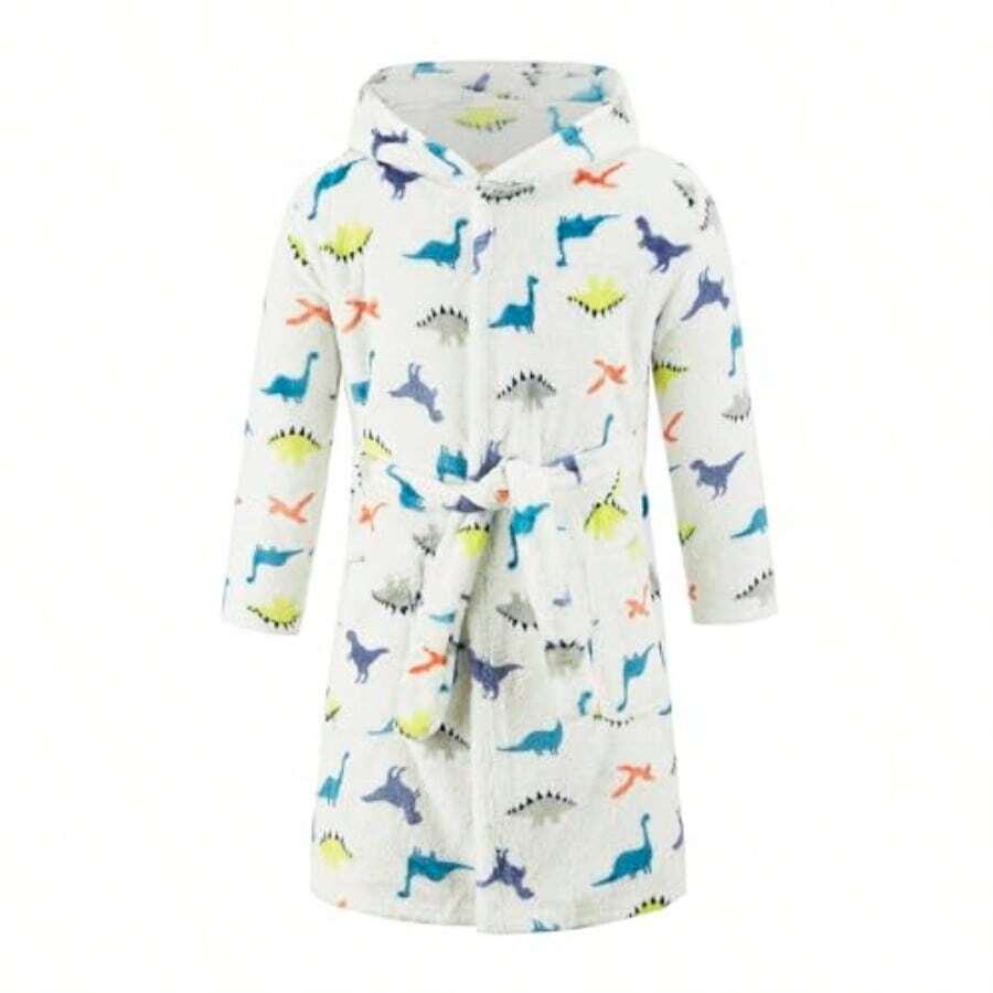 YOLIA Batas unisex para s lindas batas de baño de forro polar suave - Dinosaurio - Ver 1
