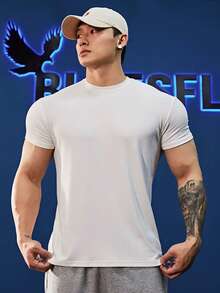 Men's Plain Short-Sleeve T-Shirt With Elastane, Viscose Lycra Knit - Pure White - View 5