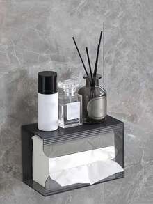 1pc Clear Wall Mounted Toilet Paper Holder - Multicolor - View 1