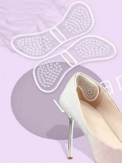 1 Pair Transparent Silicone Anti-Friction Heel Grips, Prevent Slipping For High Heels, Suitable For Larger Shoe Sizes