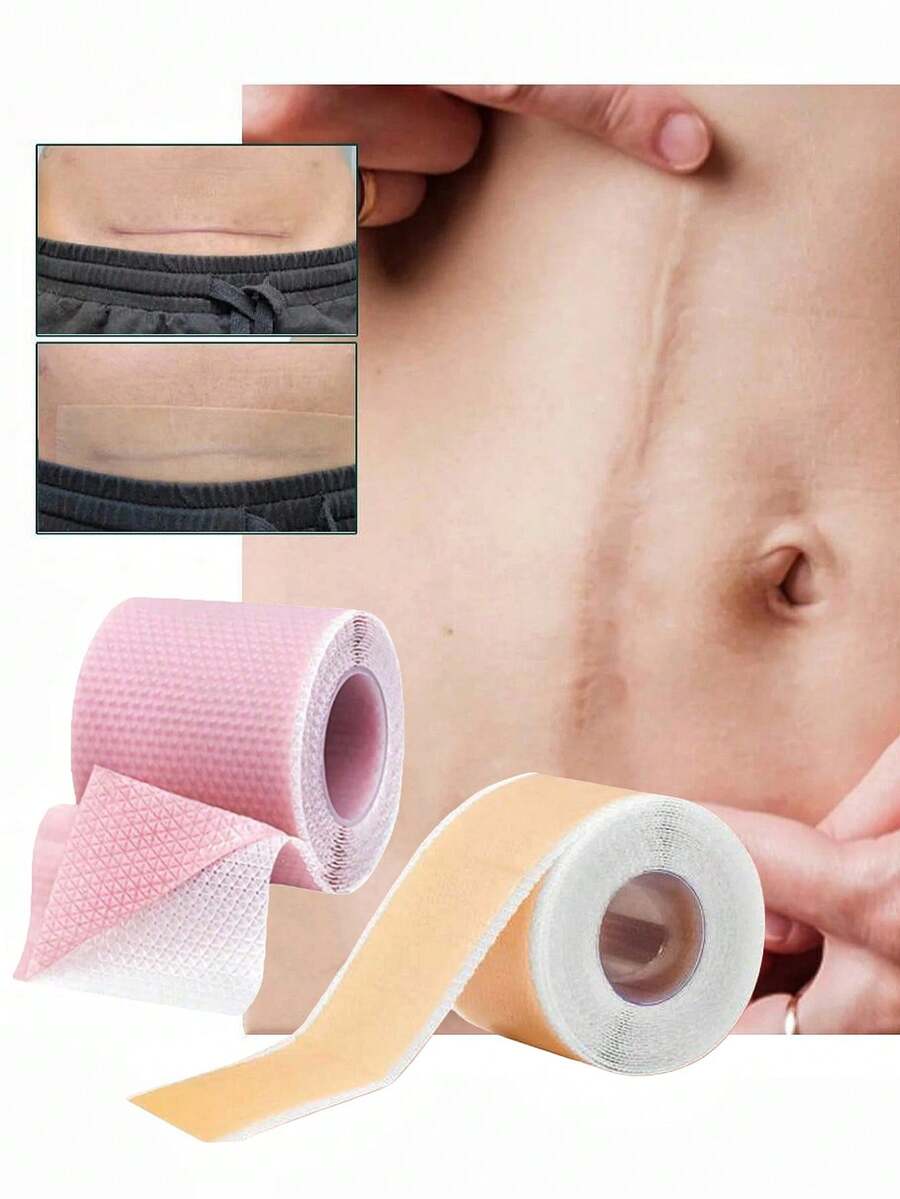 4片装硅胶疤痕遮盖胶带，适用于敏感肌肤。温和、可水洗、可重复使用、柔软、透气、防水，有效遮盖疤痕。