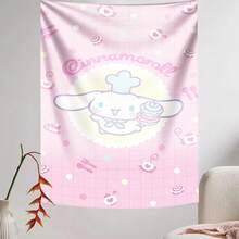 SANRIO 1件可爱肉桂狗烘焙坊挂毯，粉色格子糕点装饰，三丽鸥主题家居装饰，适合女孩卧室和宿舍 - 彩色 - 查看 3